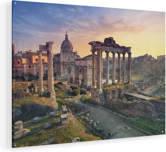 Artaza Glasschilderij - Romeins Architectuur in Rome, Italië - 120x90 - Groot - Plexiglas Schilderij - Foto op Glas