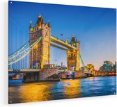 Artaza Glasschilderij - Tower Bridge in Londen met Verlichting - 100x75 - Groot - Plexiglas Schilderij - Foto op Glas