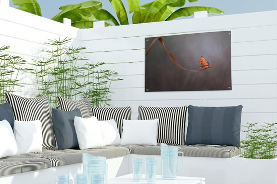 Décoration de jardin Insecte - Oranje - Feuille - 60x40 cm - Poster jardin - Toile jardin - Poster extérieur