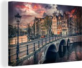 Canvas Schilderij Rijenhuizen in Nederland Amsterdam - 120x80 cm - Wanddecoratie
