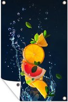 Décoration de jardin Fruits - Water - Gouttes - 40x60 cm - Affiche de jardin - Toile de jardin - Affiche extérieure