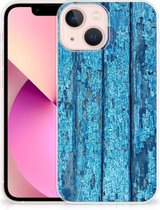 Backcase Siliconen Hoesje iPhone 13 mini Telefoonhoesje Wood Blue
