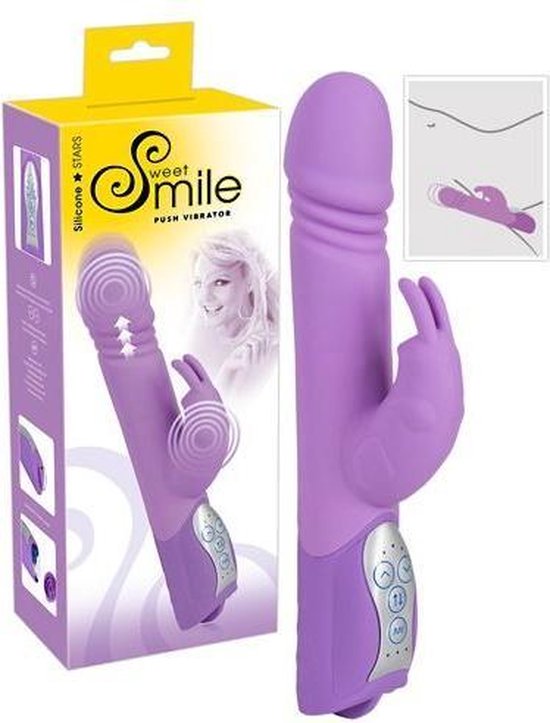 Sweet Smile – Konijn Vibrator met Stimulatie Groeven en Trillende Kop voor Wellustige Momenten – Paars