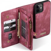 CaseMe 2-in-1 iPhone 12 Mini Hoesje Book Case met Back Cover Rood