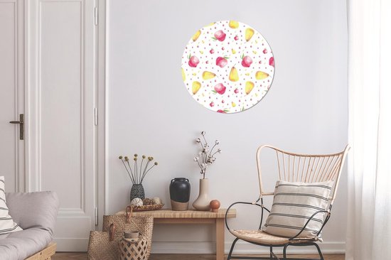 WallCircle - Stickers muraux muraux - Cercle de papier peint - Poires - Pommes - Aquarelle - 50x50 cm - Cercle mural - Autocollant - Autocollant papier peint rond
