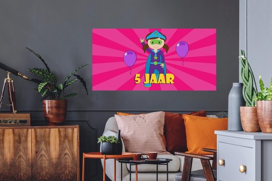 Stickers muraux - Film autocollant - Anniversaire - 5 ans - Ballons - 120x60 cm - Film adhésif - Stickers muraux muraux Chambre d'enfant - Papier peint autocollant - Papier peint autocollant - Film autocollant