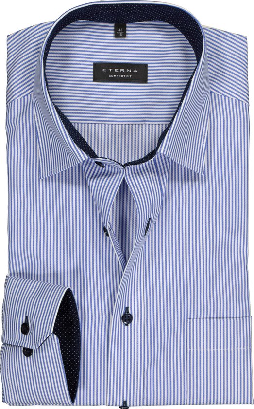 Chemise coupe confort ETERNA - chemise homme en sergé - bleu à rayures  blanches... | bol.com