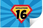 Muurstickers - Sticker Folie - Verjaardag - Feest - 16 Jaar - Superheld - 60x40 cm - Plakfolie - Muurstickers Kinderkamer - Zelfklevend Behang - Zelfklevend behangpapier - Stickerfolie