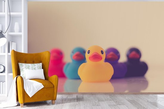Behang - Fotobehang Badeenden - Kleuren - Breedte 390 cm x hoogte 260 cm