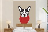 Papier peint - Papier peint photo peint Portrait - Chien - Rouge - Largeur 155 cm x Hauteur 240 cm