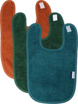 MamaLoes Badstof Rusty Red/Emerald Green/Dark Blue 3 Stuks Slabber ML7198