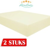 2x Jersey Hoeslaken - Hoeslaken 180x200 - Creme - 100% Hoogwaardige gebreid - Katoen - Rondom Elastiek - Super Zacht - Strijkvrij - LitaLente