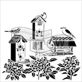 The Crafter's Workshop Stencil - 15x15cm - bird house