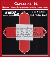 Cardzz Stansen - Nr.26 - 2 of 4 zijdige Label Schuifkaart - resultaat 10/13x13cm