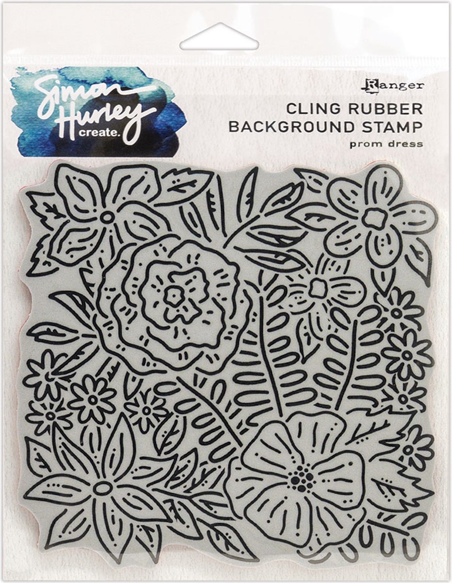 Ranger SH Cling Rubber Background Stamp 6x6 Prom Dress HUR71747 Simon Hurley