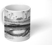 Mok - Een vintage tekening van een rivierdolfijn - 350 ML - Beker