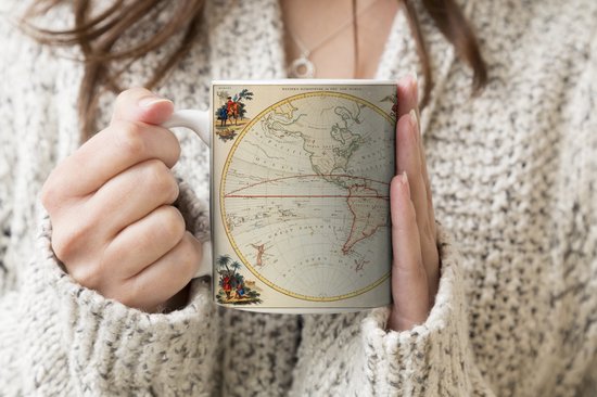 Mug - Wereldkaart - Rétro - Histoire - 350 ml - Tasse