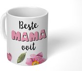 Mok - Koffiemok - Spreuken - Quotes Beste Mama Ooit - Cadeau moeder - Moederdag - Bloemen - Mokken - 350 ML - Beker - Koffiemokken - Theemok - Mok met tekst