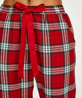 Hunkemöller Dames Nachtmode Pyjamabroek Twill Check Cuff  - Rood - maat XL