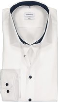 Seidensticker slim fit overhemd - wit (gestipt contrast) - Strijkvrij - Boordmaat: 38