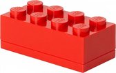 mini-opbergsteen 8 noppen 4,6 x 9,2 cm polypropeen rood