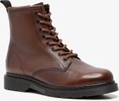 TwoDay leren dames veterboots - Cognac - Maat 41 - Echt leer - Uitneembare zool