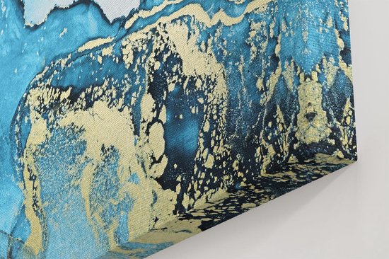 Artaza Canvas Schilderij Abstracte Kunst van Blauwe Marmer met Goud - 50x50 - Foto Op Canvas - Canvas Print