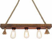 Fienzi - HT099 Industriële Verlichting Houten Hanglamp, 3x Lampen - 100% Natural & Handmade - Industrial Wooden Hanging Lamp -