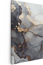 Artaza Canvas Schilderij Abstracte Kunst - Grijze Marmer met Goud - 60x90 - Foto Op Canvas - Canvas Print