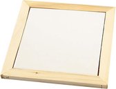 onderzetter 15 x 15 cm porselein/hout wit/blank