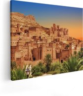 Artaza Canvas Schilderij Kasbah Ait Ben Haddou Stad in Marokko - 100x80 - Groot - Foto Op Canvas - Canvas Print