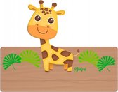 naambord giraffe 25 x 16 cm hout geel/bruin 2-delig