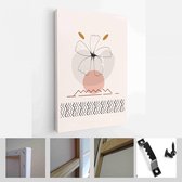 Moderne abstracte kunst botanische kunst aan de muur. Boho. Minimal Art Flower op geometrische vormen achtergrond. Schilderen Muur Foto's Home Room Decor. Abstract Plant Art design