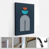 Een trendy set van abstracte zwarte handgeschilderde illustraties voor briefkaart, Social Media Banner, Brochure Cover Design of wanddecoratie achtergrond - Modern Art Canvas - ver