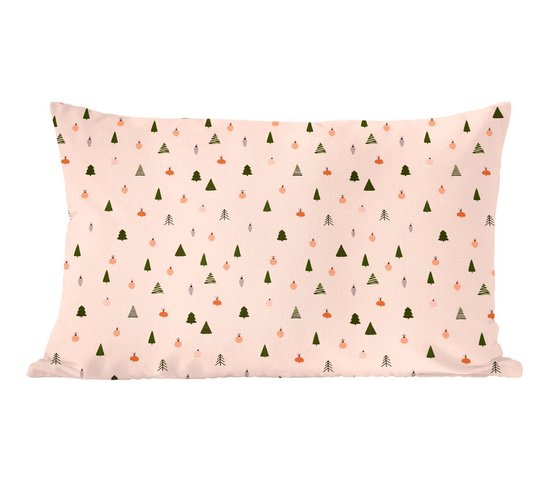 Sierkussens - Kussentjes Woonkamer - 50x30 cm - Kerstbomen - Kerstballen - Pastel - Kerstversiering - Kerstdecoratie voor binnen - Woonkamer