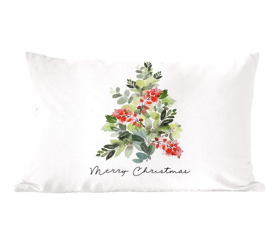 Sierkussens - Kussentjes Woonkamer - 50x30 cm - Kerstboom - Waterverf - Quote - Kerstversiering - Kerstdecoratie voor binnen - Woonkamer