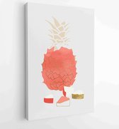 Handgetekend tropisch fruit met gouden en aquarel textuur 2 - Moderne schilderijen – Verticaal – 1912866994 - 40-30 Vertical