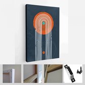 Set van abstracte zwarte handgeschilderde illustraties voor briefkaart, Social Media Banner, Brochure Cover Design of wanddecoratie achtergrond - moderne kunst Canvas - verticaal -