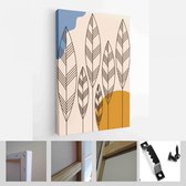 Set van abstracte creatieve minimalistische handgeschilderde illustraties met decoratieve takken en bladeren. Voor ansichtkaart, poster, social media verhaalontwerp - Modern Art Ca