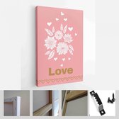 Happy Valentine's Day set kaarten. Handgetekende romantische belettering - Modern Art Canvas - Verticaal - 1626998131