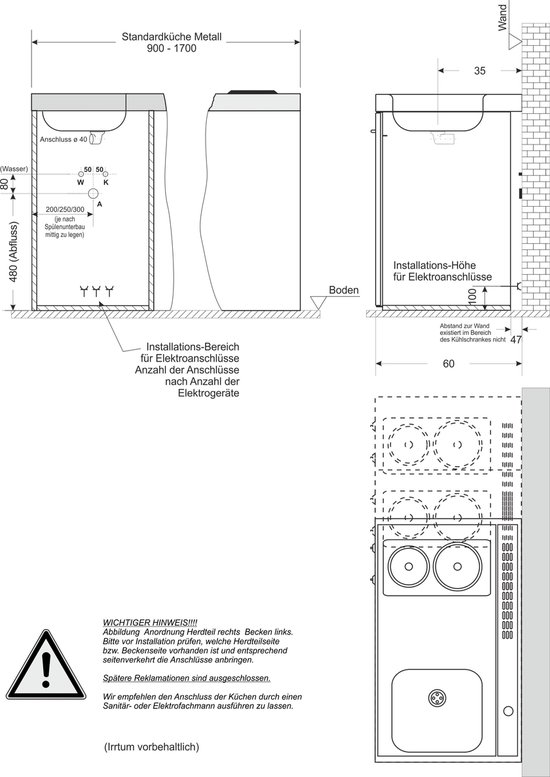 Elément de cuisine Stengel MPM100 avec réfrigérateur et micro-ondes