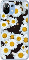 6F hoesje - geschikt voor Xiaomi Mi 11 Lite -  Transparant TPU Case - Daisies #ffffff