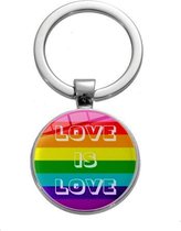 GoedeDoelen.Shop | Sleutelhanger Rainbow Love is Love | LGBTQ |  Rainbow |  Pride |  Love is Love | Statement | Sleutelring | One Love