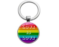 GoedeDoelen.Shop | Sleutelhanger Rainbow Love is Love | LGBTQ |  Rainbow |  Pride |  Love is Love | Statement | Sleutelring | One Love