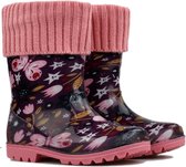 *gevoerd* regenlaarsjes purple met vlinder-36
