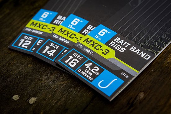 Matrix Onderlijn MXC-3 Bait Band Rigs 6” (15cm) Eyed - Barbless - Maat : Haak 16 van Matrix — afbeelding 3