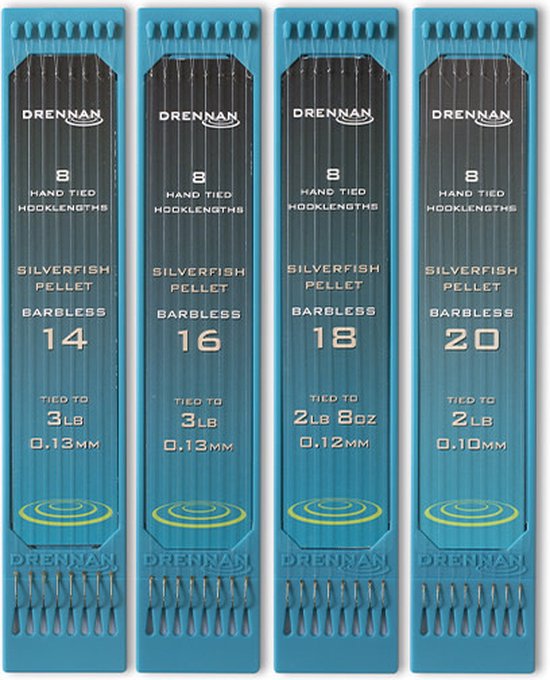 Drennan Lignes inférieures Silverfish Pellet sans ardillon (15 cm) - Taille : hameçon 16 - 0,13 mm