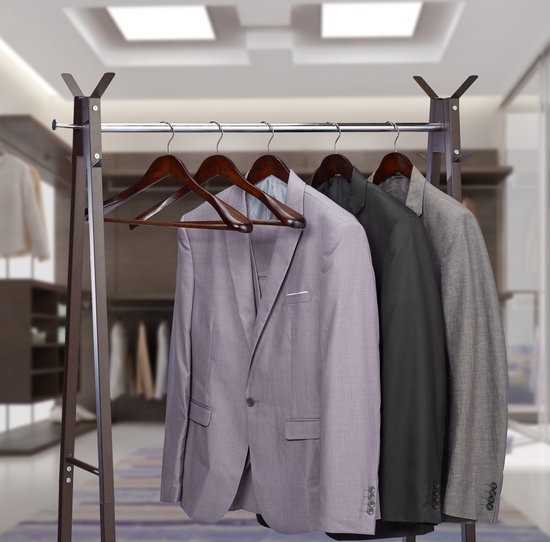 cintres relaxdays set - 5 pièces - pour costumes - épaule large - cintres bois brun