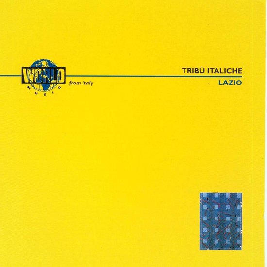 CD-hoes met de tekst 'WORLD MUSIC from italy TRIBÙ ITALICHE LAZIO' op een gele achtergrond.