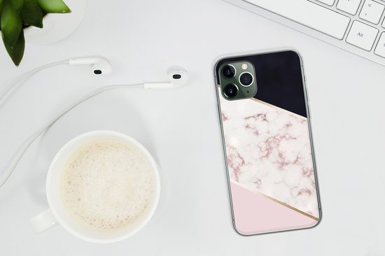 Coque iPhone 11 Pro - Marbre - Or rose - Luxe - Siliconen